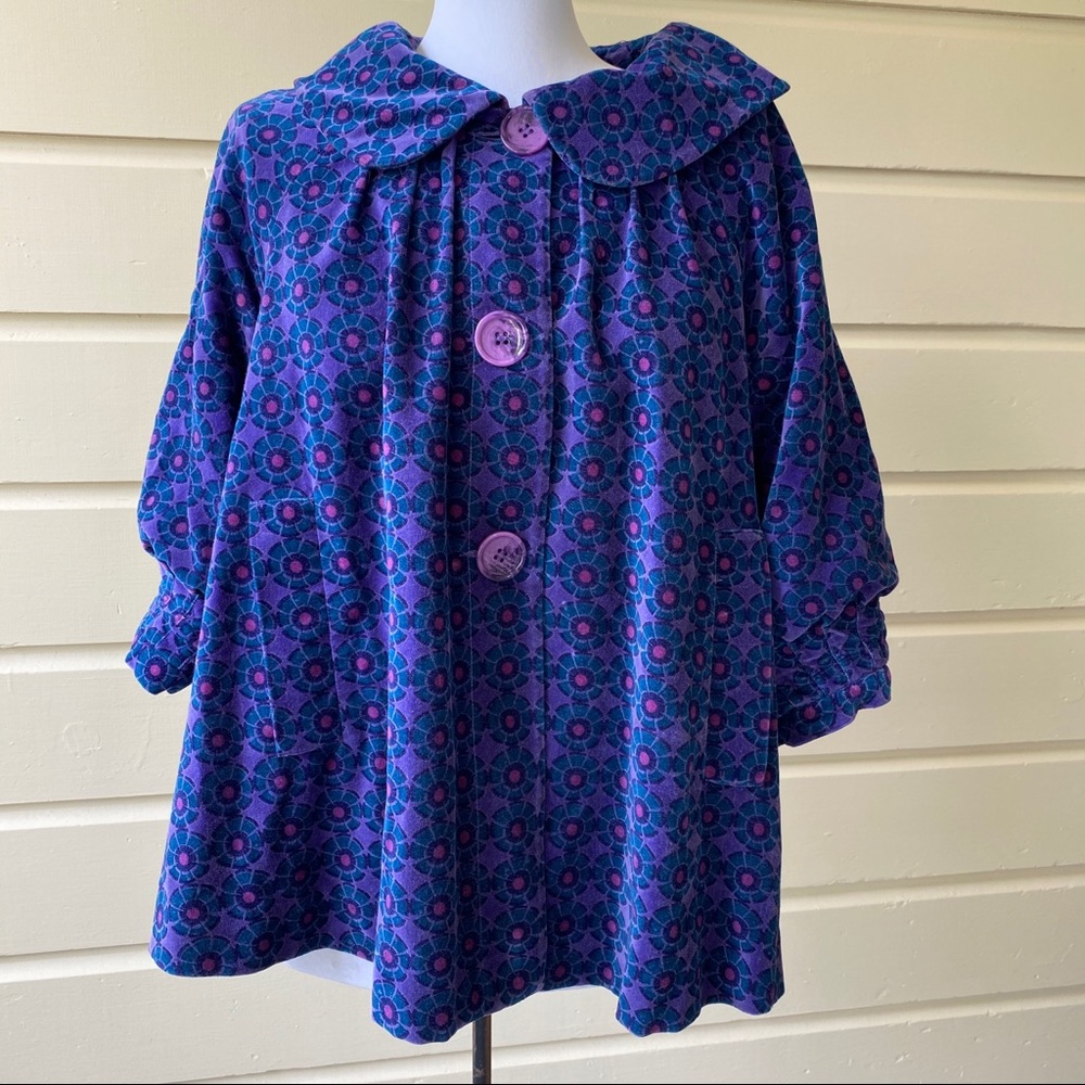 Calypso Christiane Celle Purple Velvet Car Coat M
